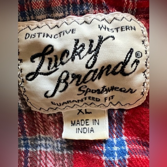 Vintage Y2K Lucky Brand American patchwork western SS pearl snap shirt XL cowboy - Picture 4 of 11